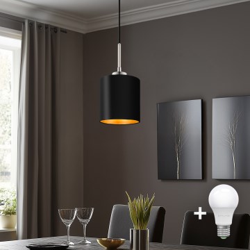 Eglo - Candeeiro suspenso LED TUNJA 1xE27/60W/230V preto