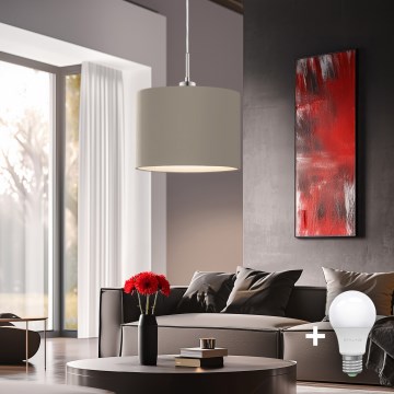 Eglo - Candeeiro suspenso LED TUNJA 1xE27/60W/230V taupe