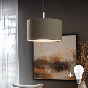 Eglo - Candeeiro suspenso LED TUNJA 1xE27/60W/230V taupe