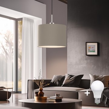 Eglo - Candeeiro suspenso LED TUNJA 1xE27/60W/230V taupe