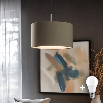 Eglo - Candeeiro suspenso LED TUNJA 1xE27/60W/230V taupe