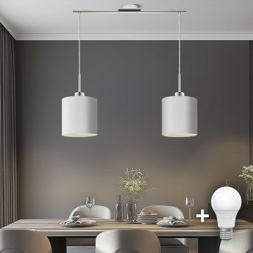 Eglo - Candeeiro suspenso LED TUNJA 2xE27/60W/230V branco