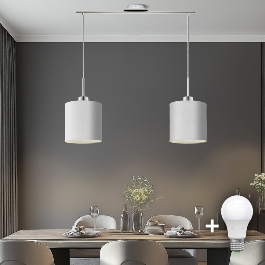 Eglo - Candeeiro suspenso LED TUNJA 2xE27/60W/230V branco