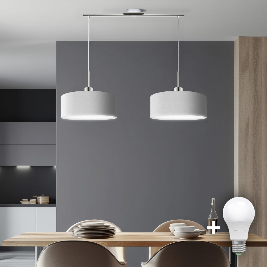 Eglo - Candeeiro suspenso LED TUNJA 2xE27/60W/230V branco
