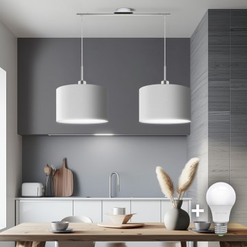 Eglo - Candeeiro suspenso LED TUNJA 2xE27/60W/230V branco