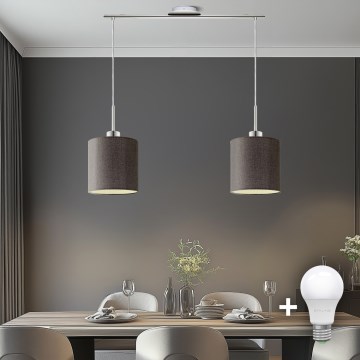 Eglo - Candeeiro suspenso LED TUNJA 2xE27/60W/230V castanho