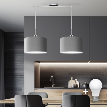 Eglo - Candeeiro suspenso LED TUNJA 2xE27/60W/230V cinzento