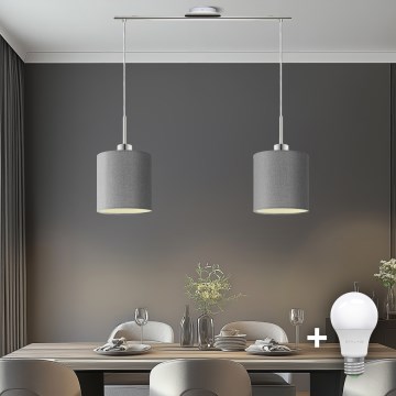 Eglo - Candeeiro suspenso LED TUNJA 2xE27/60W/230V cinzento
