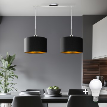 Eglo - Candeeiro suspenso LED TUNJA 2xE27/60W/230V preto