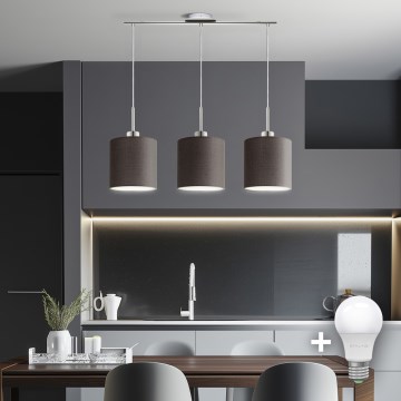 Eglo -   Candeeiro suspenso LED TUNJA 3xE27/60W/230V castanho