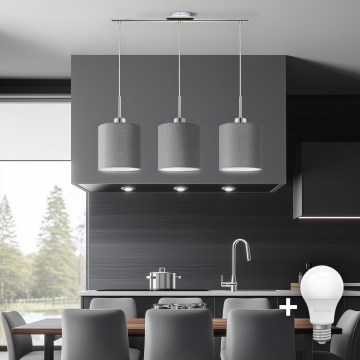 Eglo - Candeeiro suspenso LED TUNJA 3xE27/60W/230V cinzento