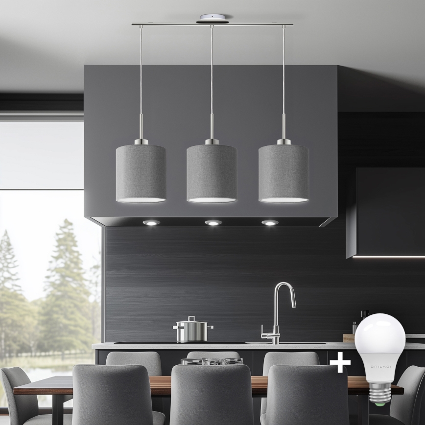 Eglo - Candeeiro suspenso LED TUNJA 3xE27/60W/230V cinzento