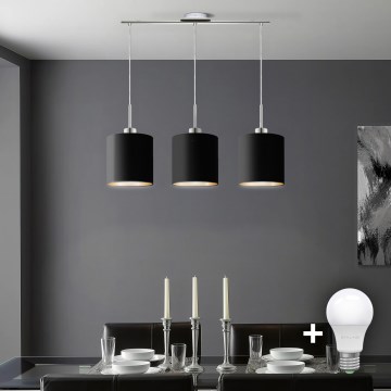 Eglo - Candeeiro suspenso LED  TUNJA 3xE27/60W/230V preto