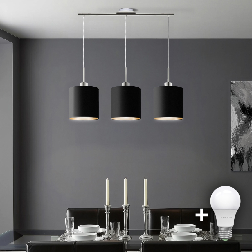 Eglo - Candeeiro suspenso LED  TUNJA 3xE27/60W/230V preto