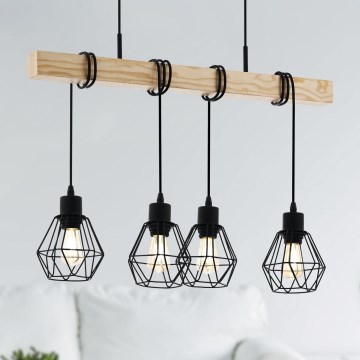 Eglo - Candeeiro suspenso TOWNSHEND 4xE27/60W/230V - FSC certificado