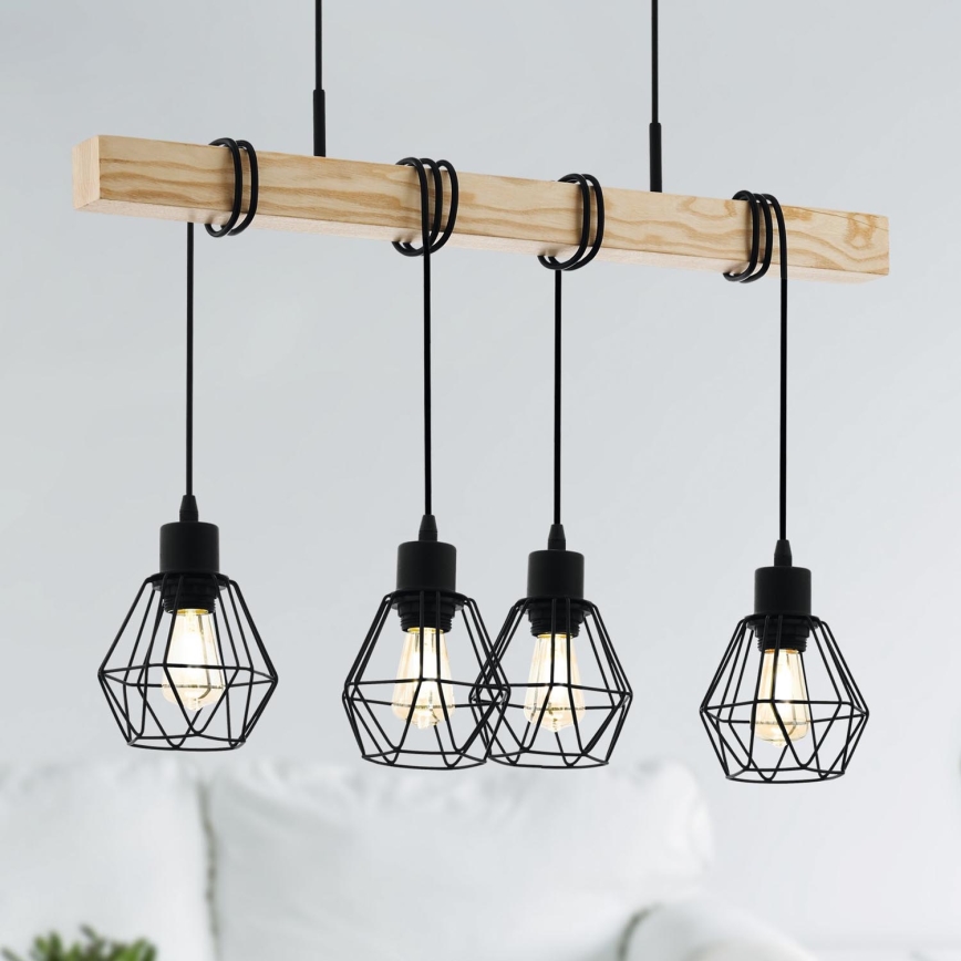 Eglo - Candeeiro suspenso TOWNSHEND 4xE27/60W/230V - FSC certificado