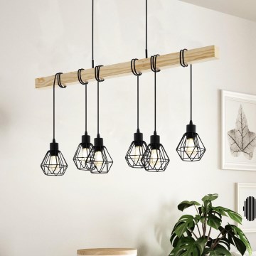 Eglo - Candeeiro suspenso TOWNSHEND 6xE27/60W/230V - FSC certificado
