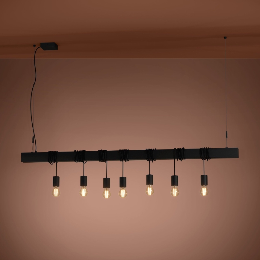 Eglo - Candeeiro suspenso TOWNSHEND 7xE27/40W/230V preto