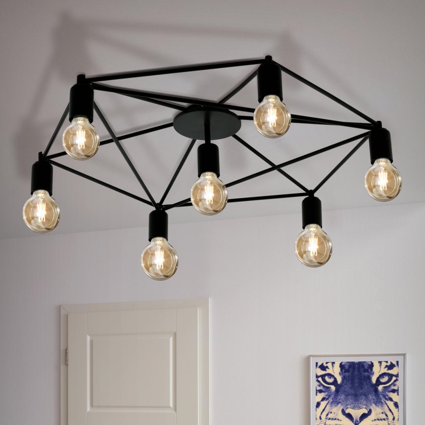 Eglo - Candelabro integrado 7xE27/60W/230V preto antigo