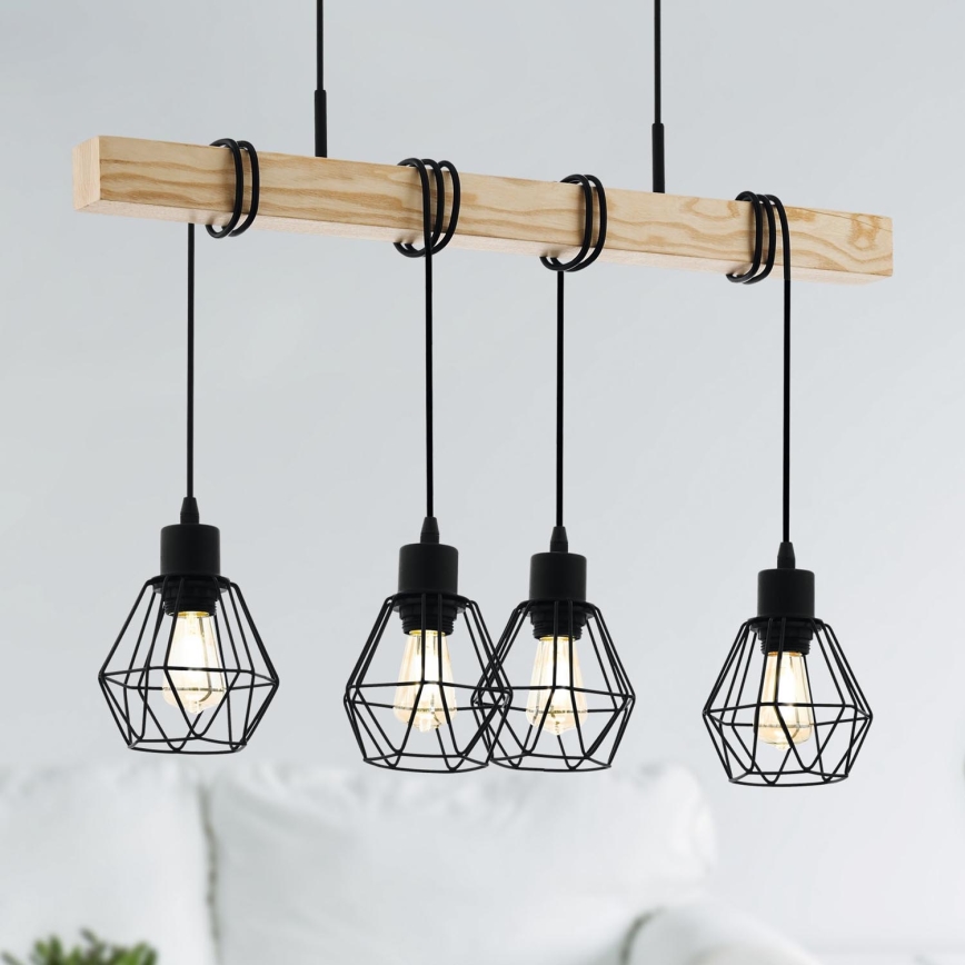 Eglo - Candelabro num fio TOWNSHEND 4xE27/60W/230V basket