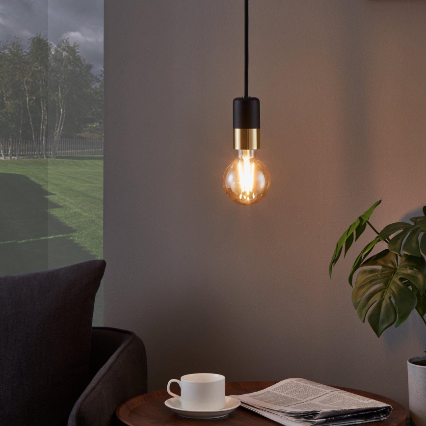 Eglo - Candelabro suspenso 1xE27/40W/230V preto/dourado
