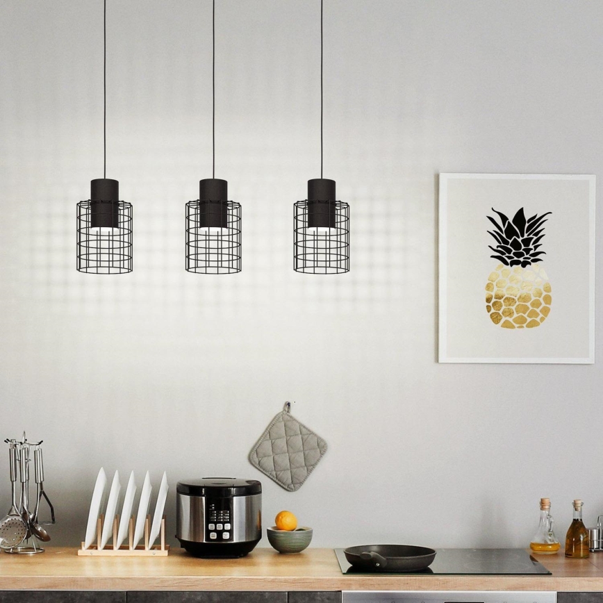 Eglo - Candelabro suspenso 3xE27/40W/230V preto