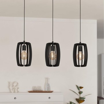 Eglo - Candelabro suspenso 3xE27/40W/230V preto
