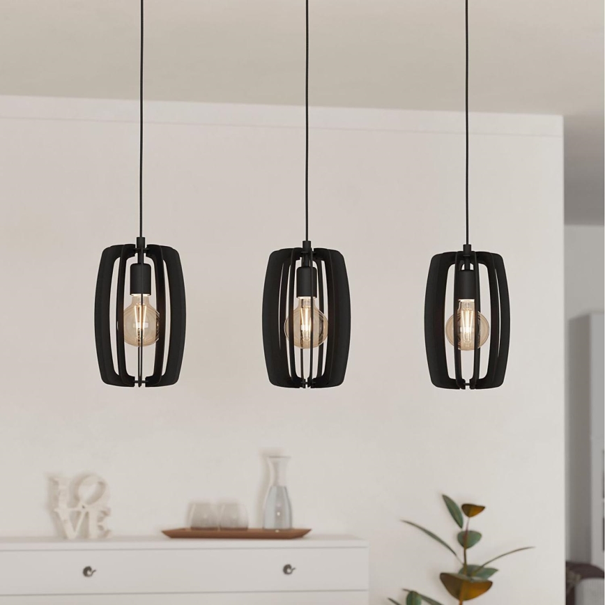 Eglo - Candelabro suspenso 3xE27/40W/230V preto