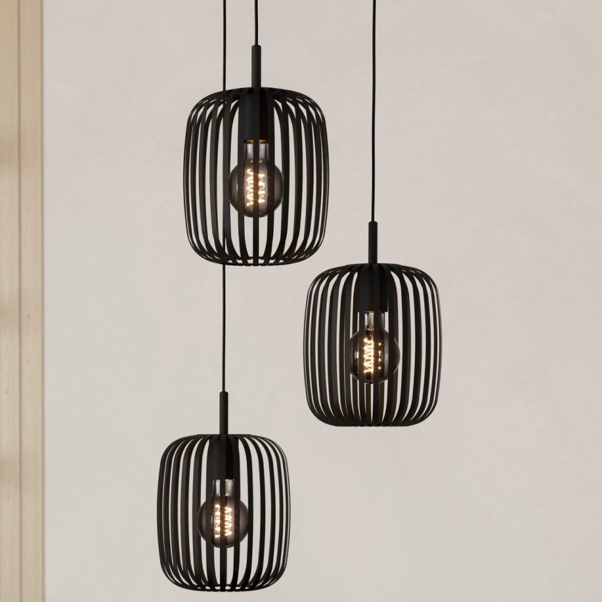Eglo - Candelabro suspenso 3xE27/40W/230V preto