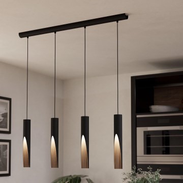 Eglo - Candelabro suspenso LED 4xGU10/4,5W/230V preto/castanho
