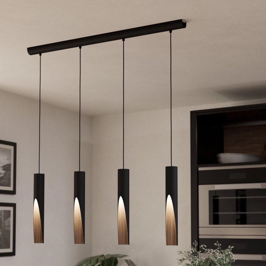 Eglo - Candelabro suspenso LED 4xGU10/4,5W/230V preto/castanho