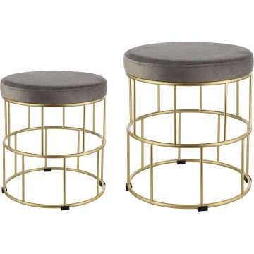 Eglo - CONJUNTO 2x Bancos cinzento/dourado