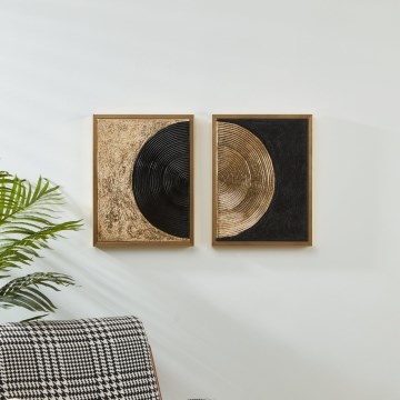 Eglo - CONJUNTO 2x Pinturas em tela 43x33 cm preto/dourado