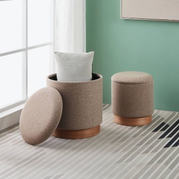 Eglo - CONJUNTO 2x Pufes diâmetro 30,5/37 cm castanho