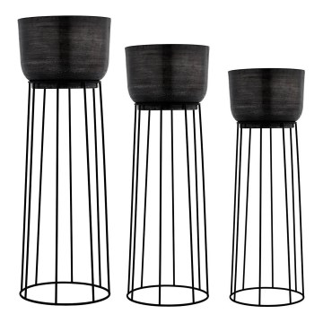 Eglo - CONJUNTO 3x Floreiras de metal preto