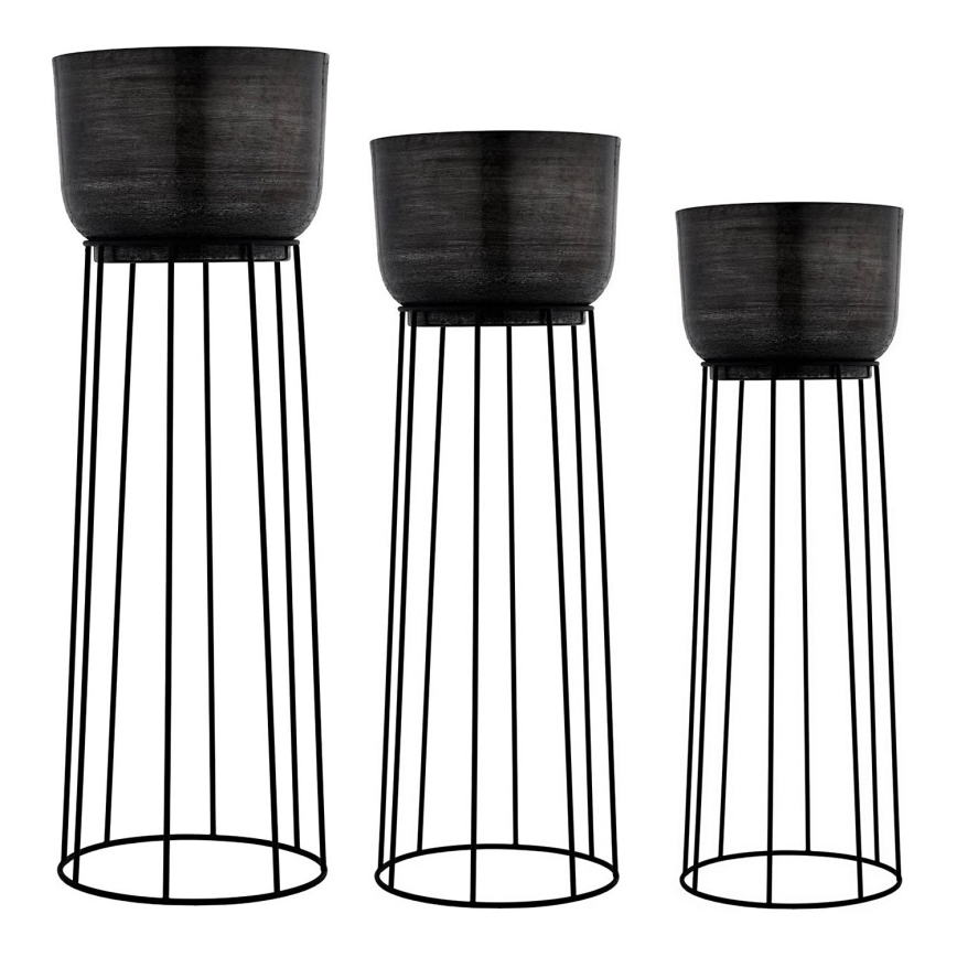 Eglo - CONJUNTO 3x Floreiras de metal preto