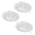 Eglo - CONJUNTO 3x Focos de encastrar LED para casa de banho 1xGU10/4W/230V IP44 branco