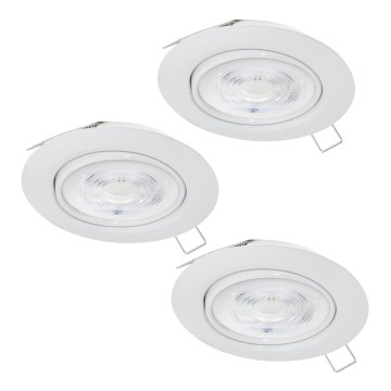 Eglo - CONJUNTO 3x Focos de encastrar LED para casa de banho 1xGU10/4W/230V IP44 branco