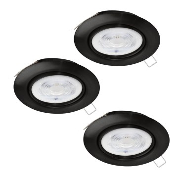 Eglo - CONJUNTO 3x Focos de encastrar LED para casa de banho 1xGU10/4W/230V IP44 preto