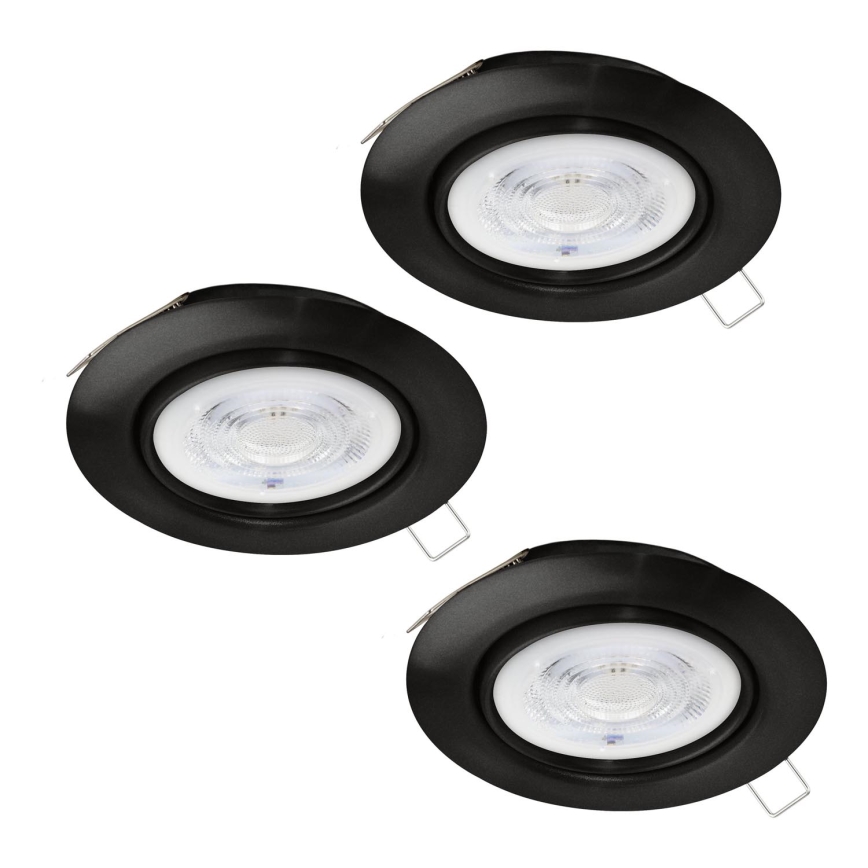 Eglo - CONJUNTO 3x Focos de encastrar LED para casa de banho 1xGU10/4W/230V IP44 preto