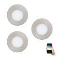 Eglo - CONJUNTO 3x Luminária de embutir LED RGB regulável FUEVA-C 1xLED/3W/230V