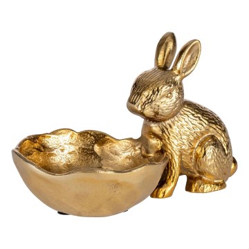 Eglo - Decoração de metal 12x20 cm Tigela com uma lebre/dourado