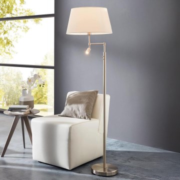 Eglo/Edi Iluminação - Candeeiro de chão LED SANTANDER 1xE27/11W/230V + LED/2,3W cromado mate