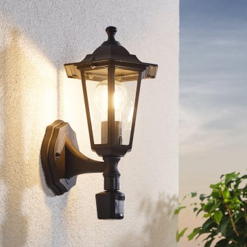 EGLO - Iluminação de parede exterior com sensor 1xE27/60W preta