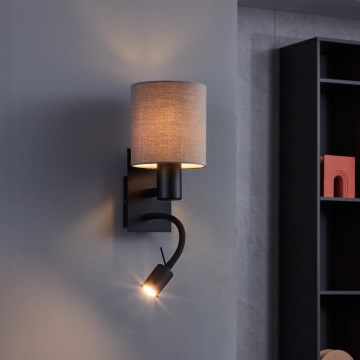 Eglo - Iluminação de parede LED 1xE27/40W/230V + LED/3,8W castanho