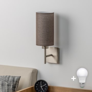 Eglo - Iluminação de parede LED TUNJA 1xE27/60W/230V cromado mate/castanho
