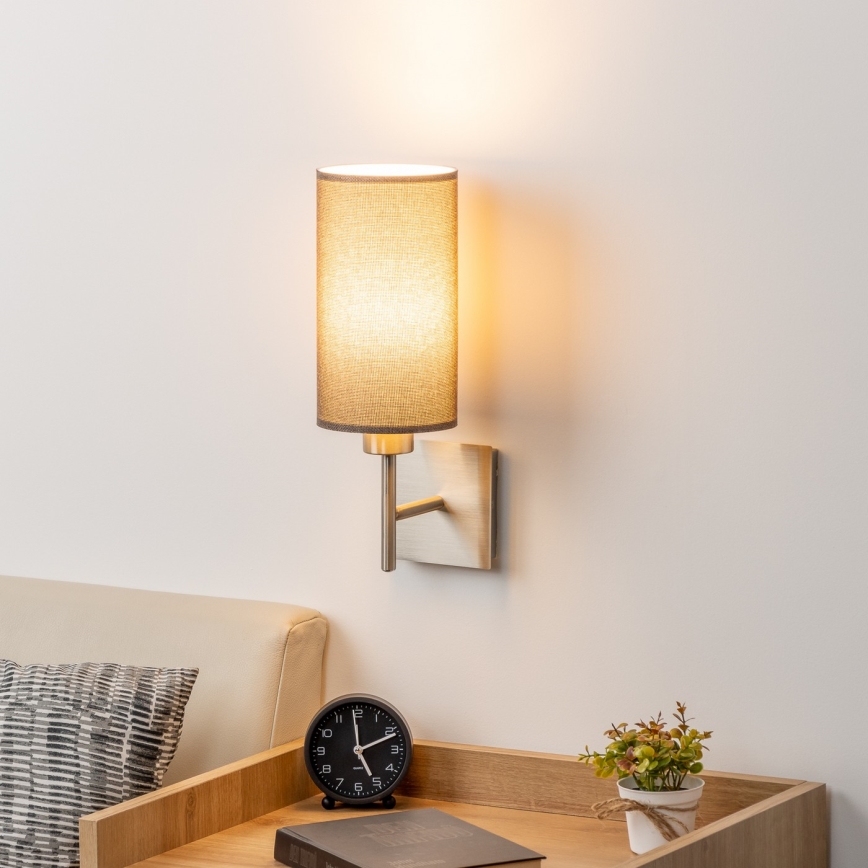 Eglo - Iluminação de parede LED TUNJA 1xE27/60W/230V cromado mate/castanho