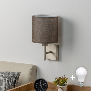 Eglo - Iluminação de parede LED TUNJA 1xE27/60W/230V cromado mate/castanho