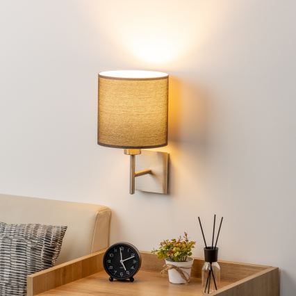 Eglo - Iluminação de parede LED TUNJA 1xE27/60W/230V cromado mate/castanho
