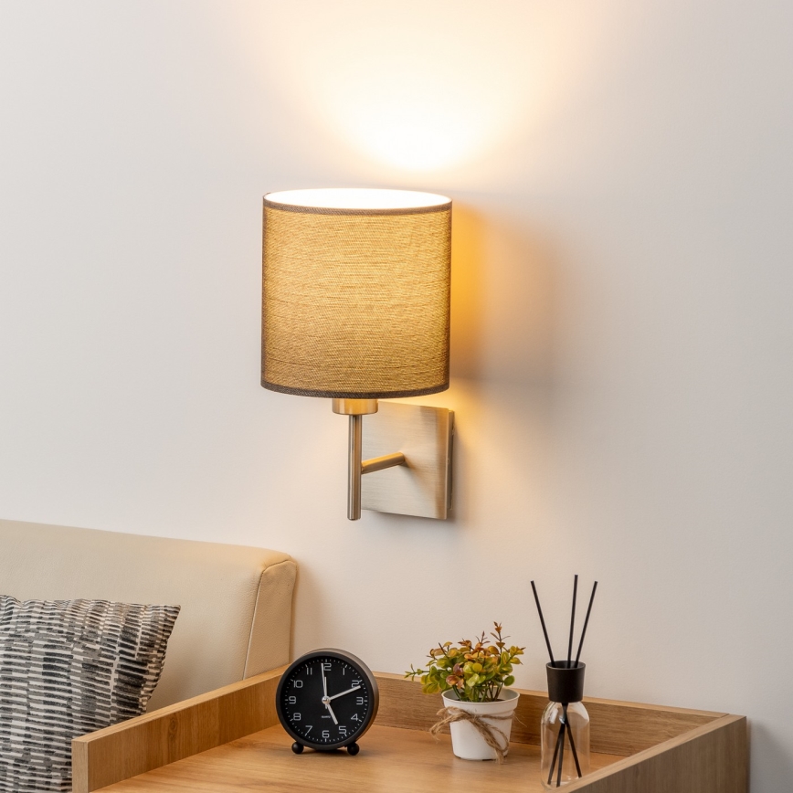 Eglo - Iluminação de parede LED TUNJA 1xE27/60W/230V cromado mate/castanho